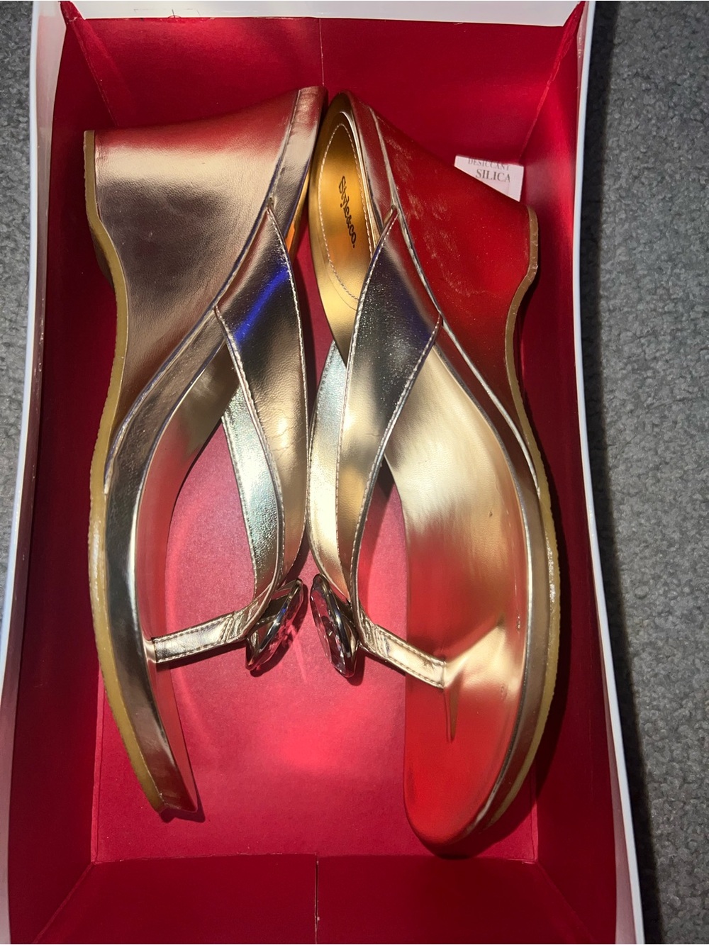 Metallic Gold Thong Wedge Sandals